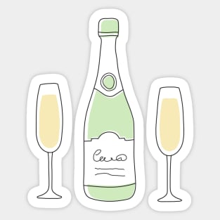 Wine bottle and glasses Sticker